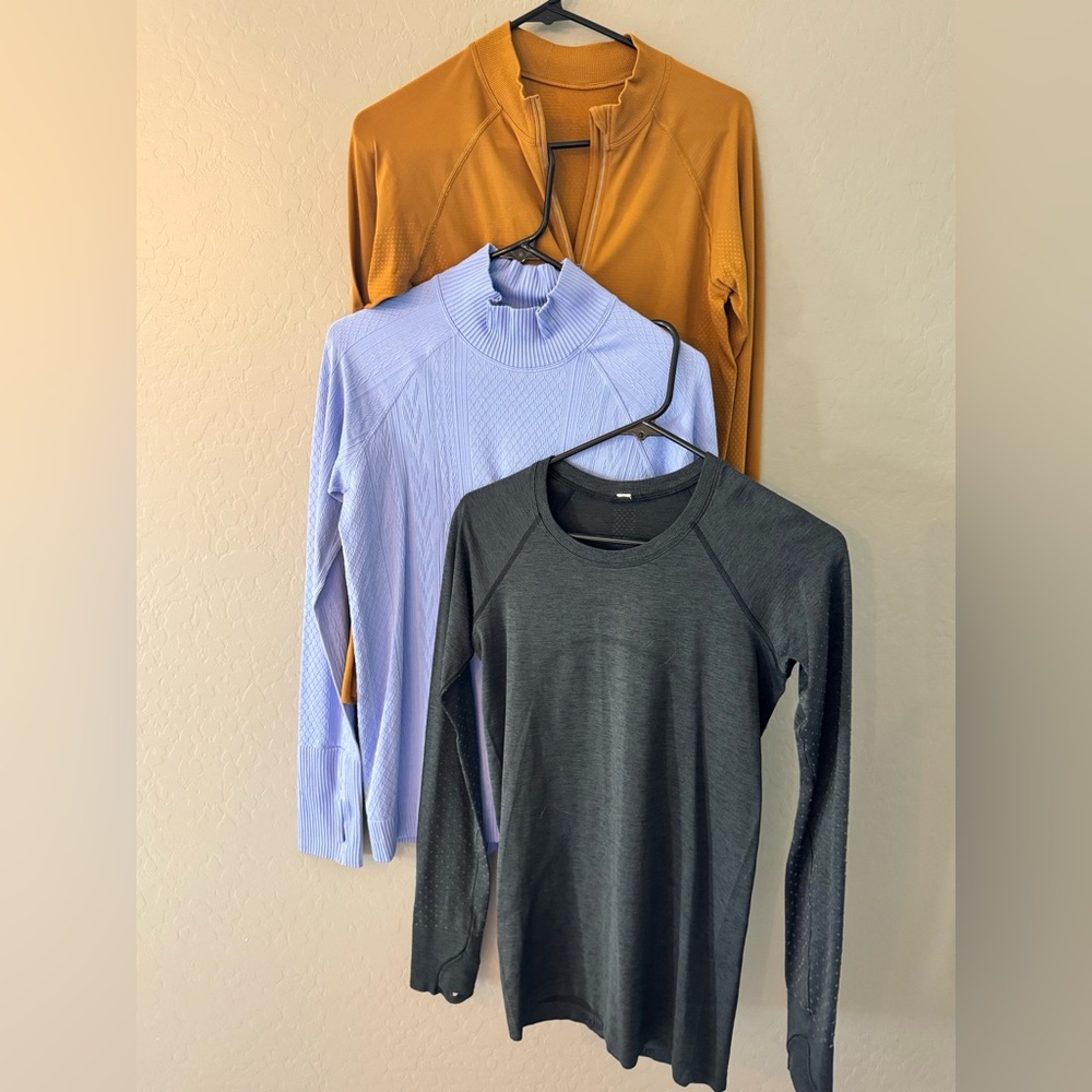 Lululemon Women’s Long-Sleeve Crew & Mock Neck Tops - Black, Lavender, Mustard